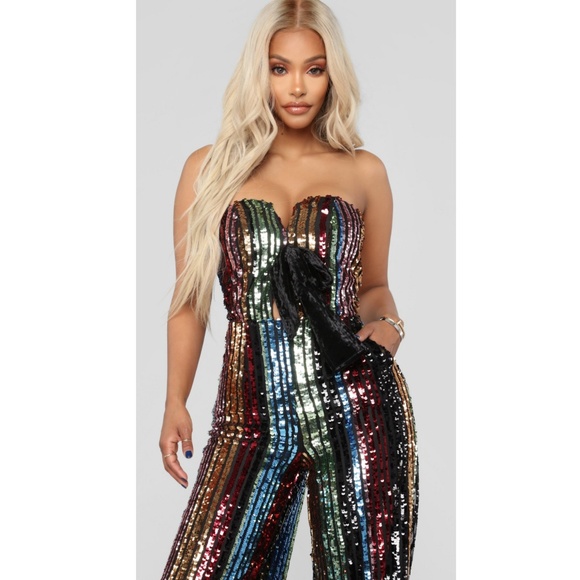 Fashion Nova Pants - Fashion Nova sequin jumpsuit size M